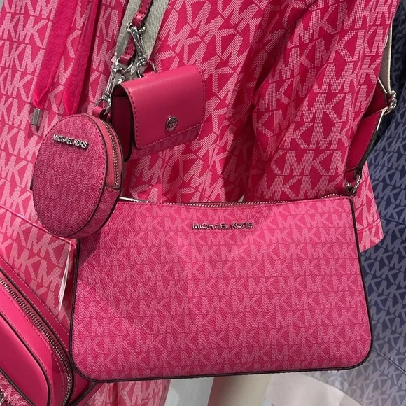 Michael Kors Jet Set Signature Logo Crossbody Bag with Case for Apple AirPods P - Picture 10 of 16